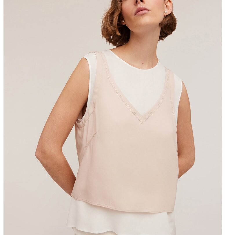 Блуза без ръкави с дизайн 2в1 - Мръснобял/Крем Motivi