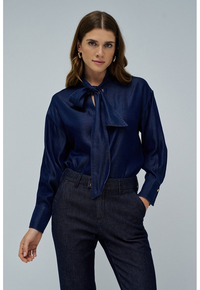 Блуза от лиосле с панделка - Тъмносин Salsa Jeans