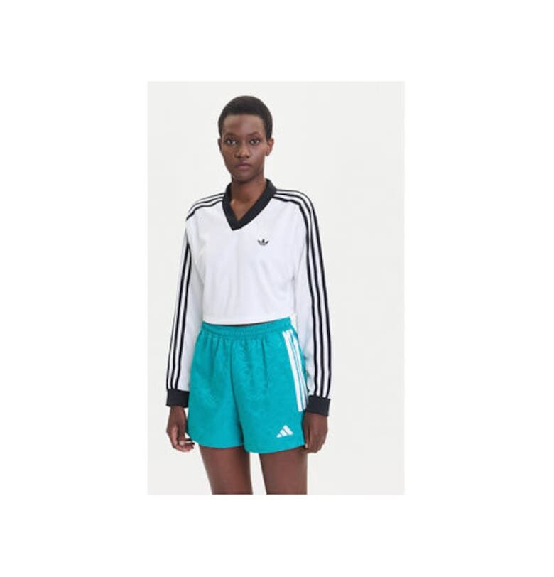 Блуза от полиестер с дълги ръкави и поло яка adidas