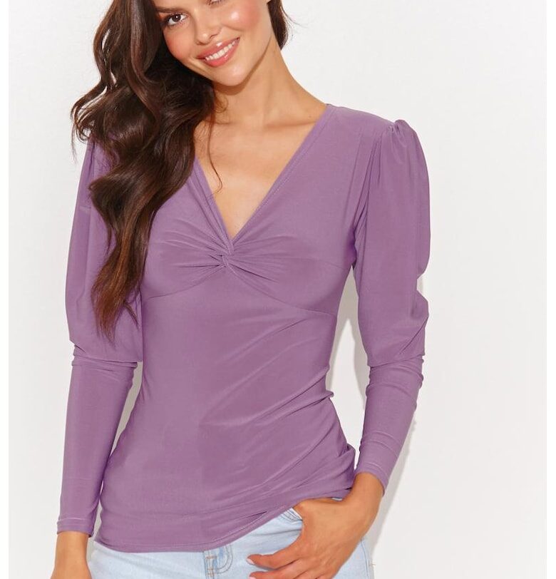 Блуза с V-образно деколте и буфан ръкави Numinou