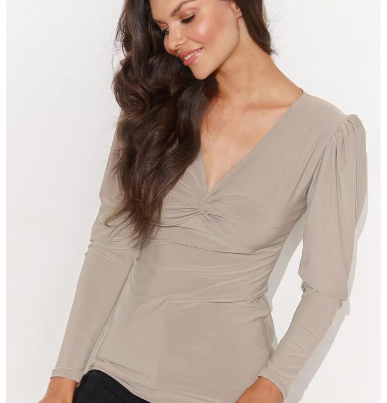 Блуза с V-образно деколте и усукан детайл Numinou