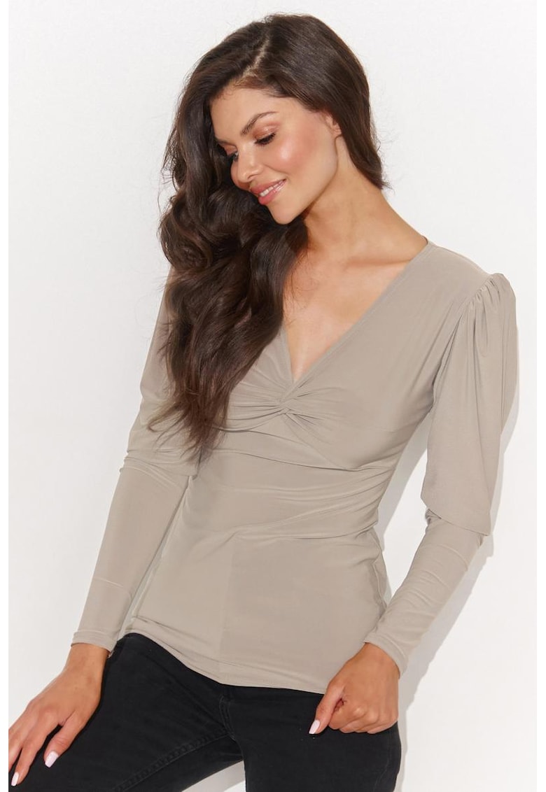 Блуза с V-образно деколте и усукан детайл Numinou