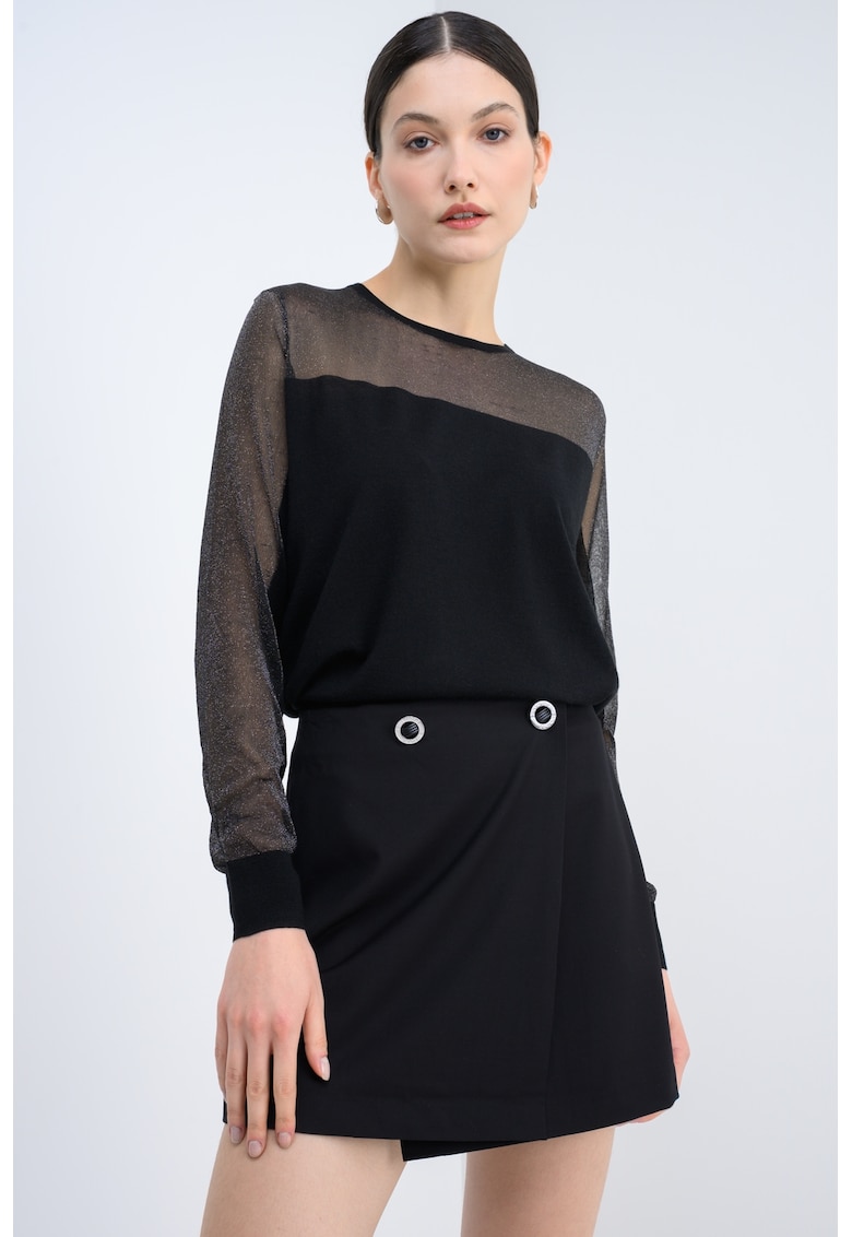 Блуза с вълна - Черен/Сребрист ARMANI EXCHANGE