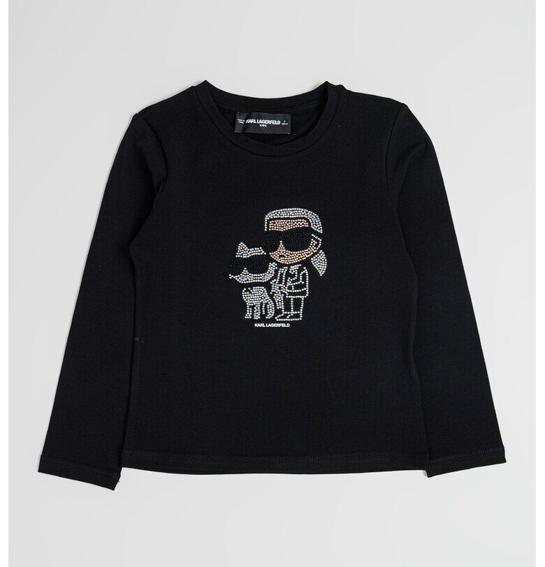 Блуза с модал и памук с лого - Черен/Прозрачен KARL LAGERFELD KIDS