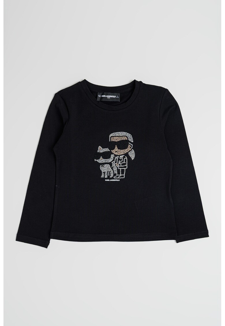 Блуза с модал и памук с лого - Черен/Прозрачен KARL LAGERFELD KIDS