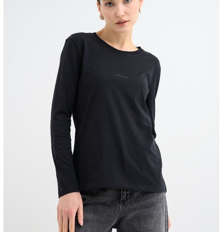 Блуза с овално деколте - Черен ARMANI EXCHANGE