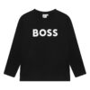Блуза с овално деколте и контрастно лого - Черен BOSS Kidswear