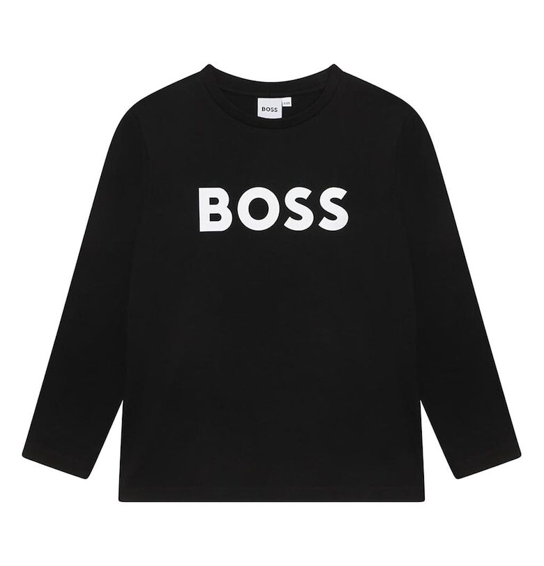 Блуза с овално деколте и контрастно лого - Черен BOSS Kidswear