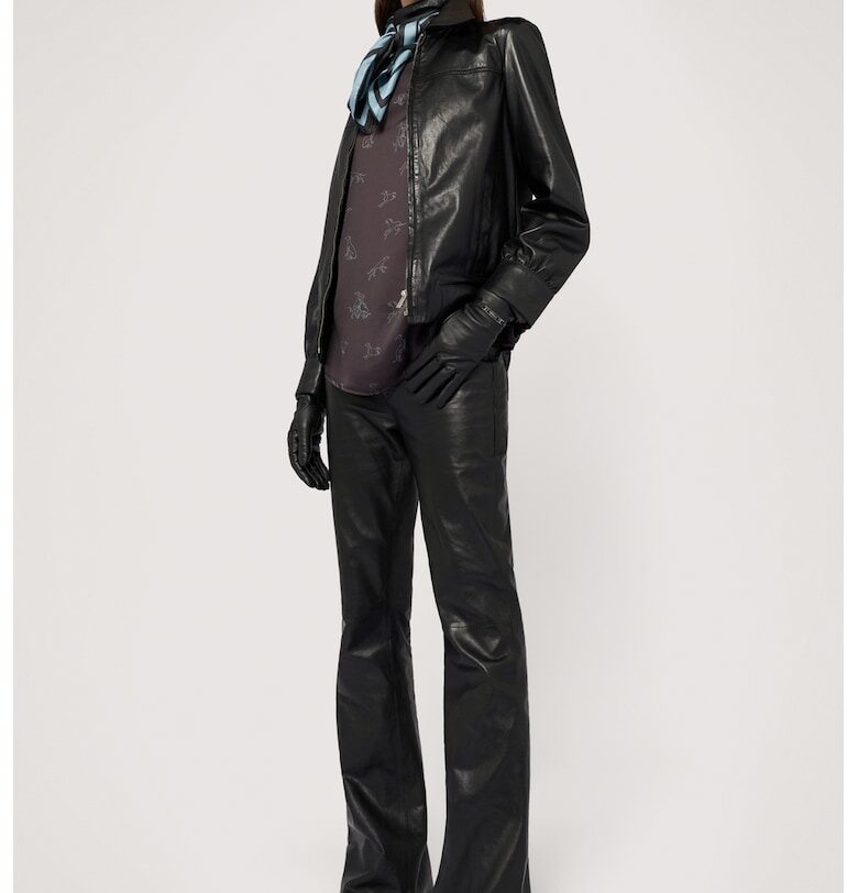 Блуза с овално деколте и принт - Избеляло черно Trussardi