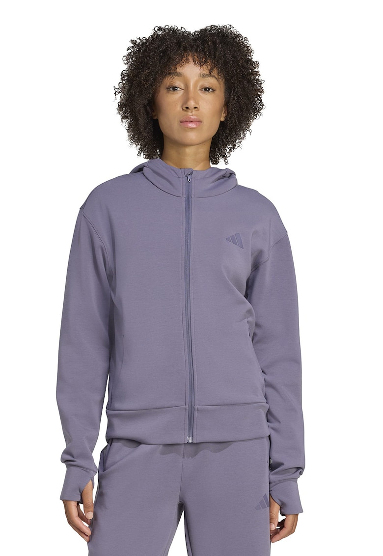 Блуза с цип и джобове встрани - Тъмно лилаво adidas Performance