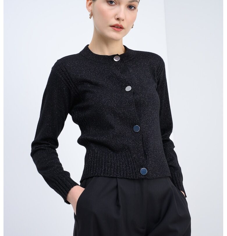 Бляскава жилетка с вълна - Черен/Сребрист ARMANI EXCHANGE