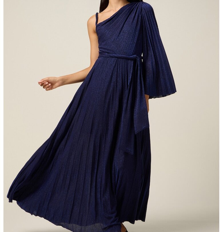 Бляскава рокля с голо рмао и колан Oltre