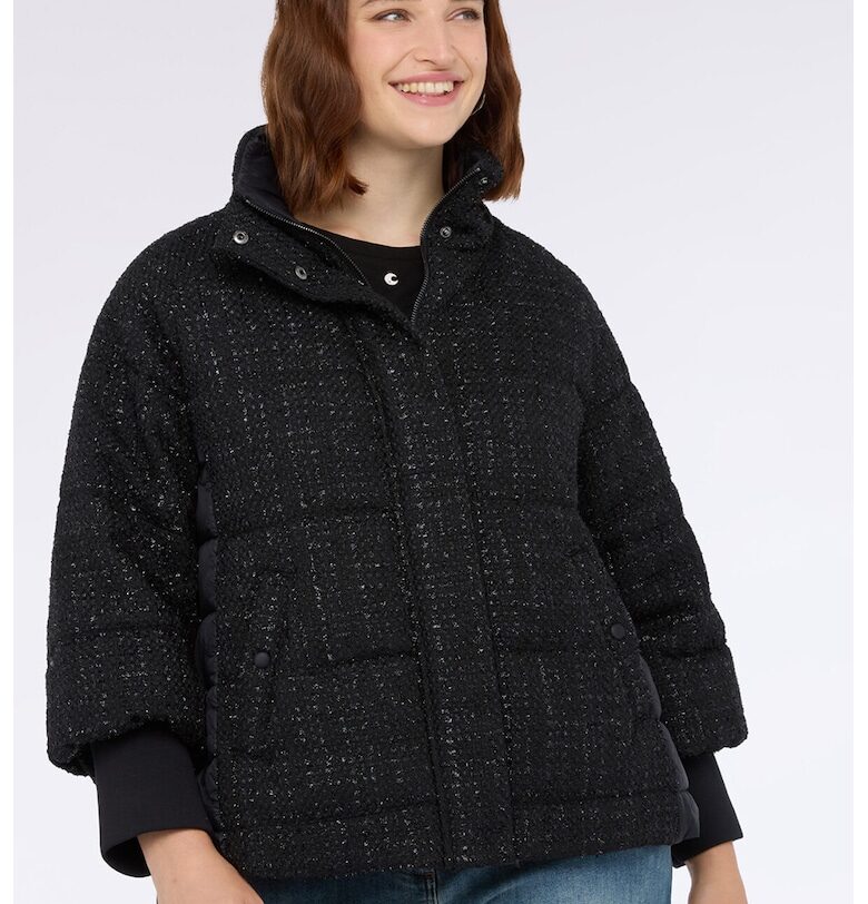 Бляскаво яке с висока яка - Черен Fiorella Rubino