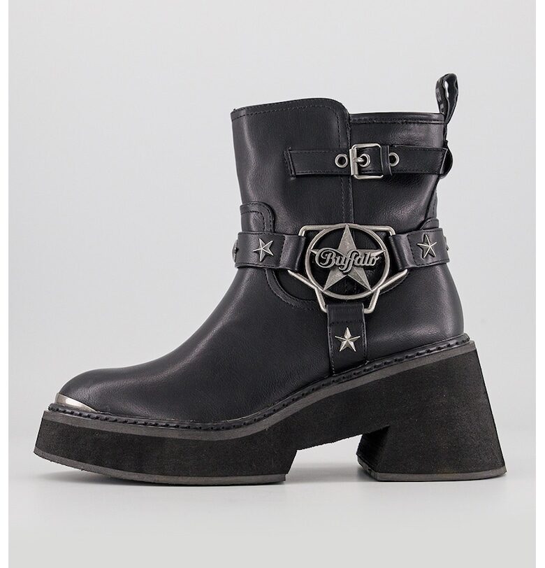 Боти Bull Star Biker от еко кожа с масивен ток Buffalo