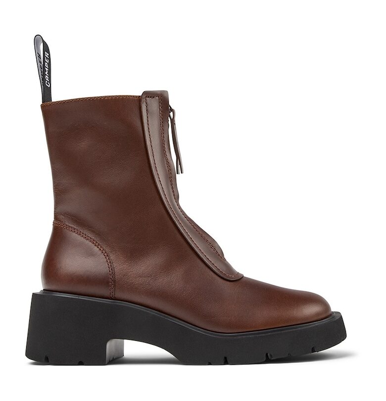 Боти от еко кожа с ток и цип отпред Camper