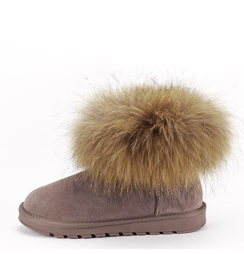 Боти от естествена кожа каки с пух Carina 19 15878 SOFILINE