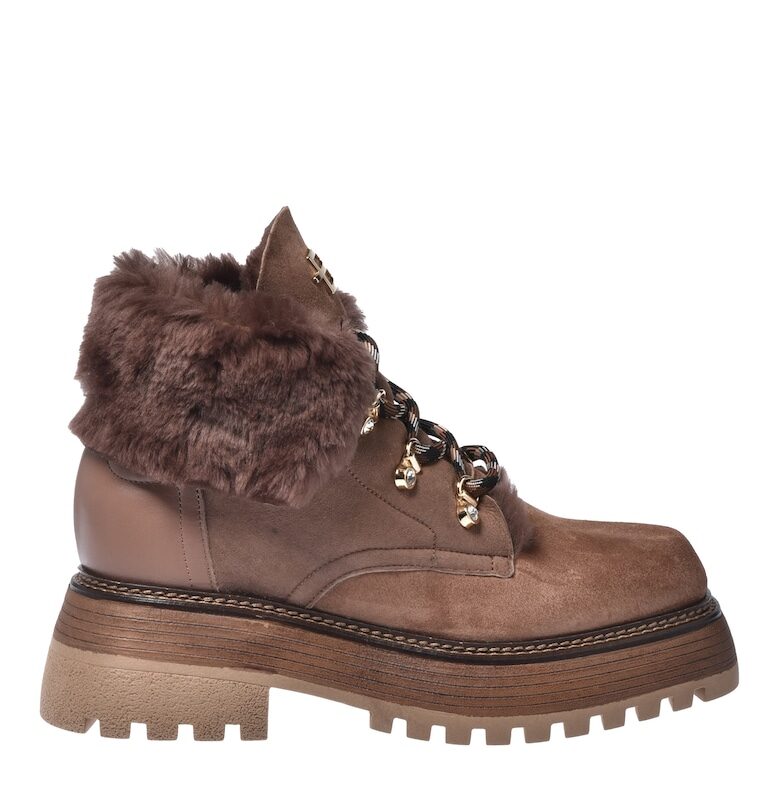 Боти от кожа и велур с вата от еко пух Baldinini