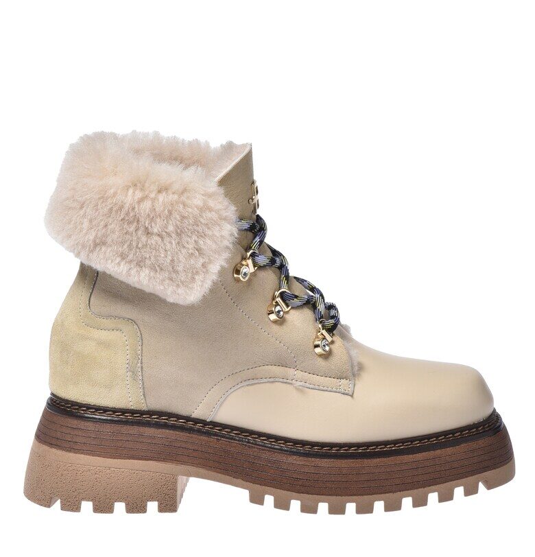 Боти от кожа и велур с вата от еко пух Baldinini