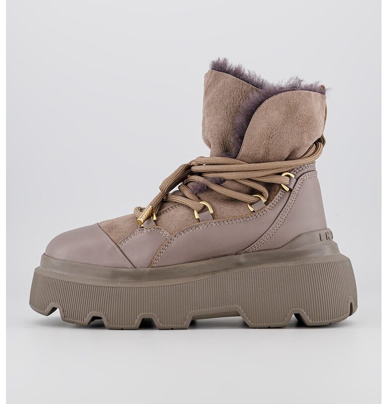 Боти с велур и кожа - с платформа INUIKII