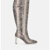Ботуши от еко кожа до коляното със змийска шарка Liu Jo