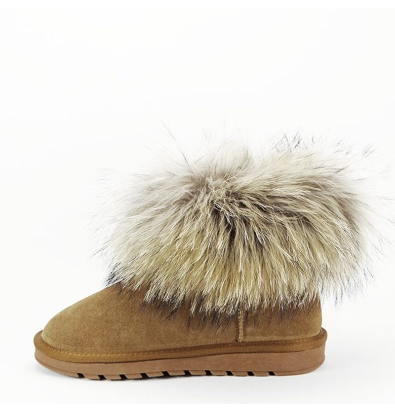 Ботуши от естествена кожа камел с пух Карина 19 14078 SOFILINE