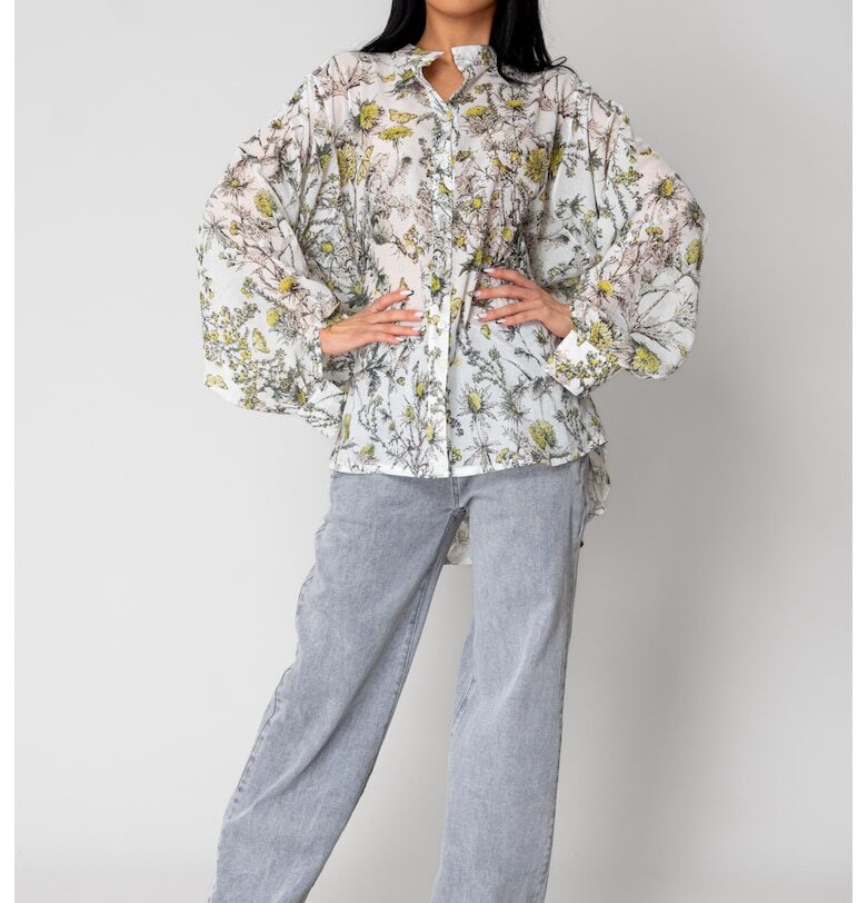 Бяла риза с дълъг ръкав Butterfly Garden 15513 - Бял uFIT