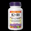 В подкрепа на костите и зъбите - Витамин K2 120 µg + D3 1000 IU 25 µg х 110 софтгел капсули/ 110 дози Webber Naturals