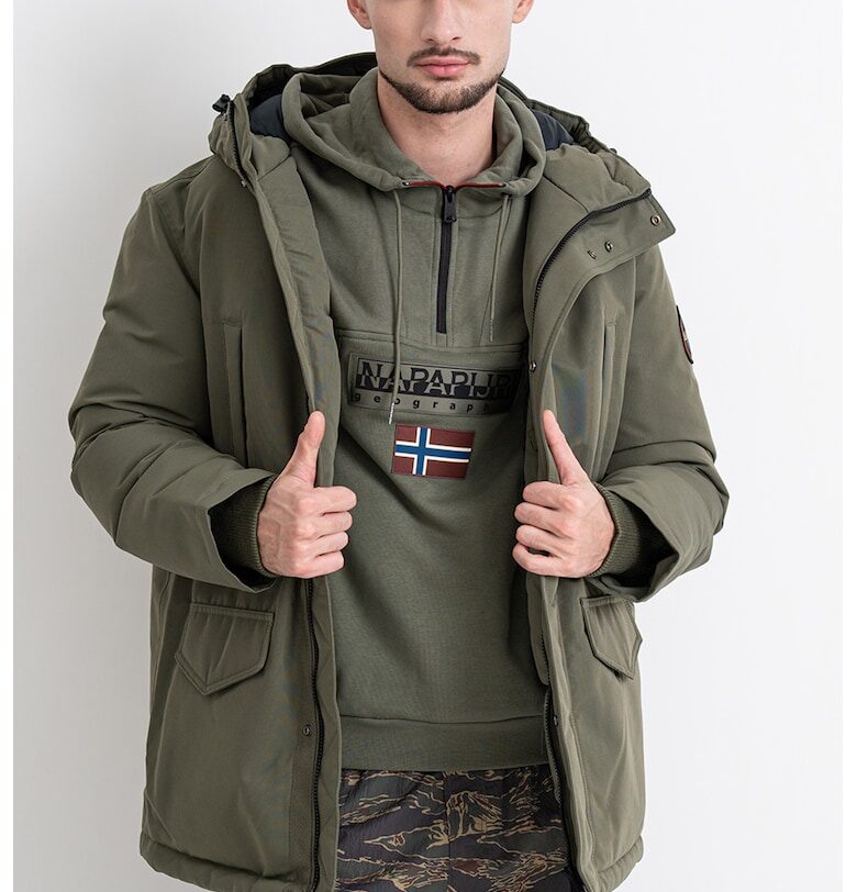 Ватирано зимно яке Cornier с качулка - Каки Napapijri