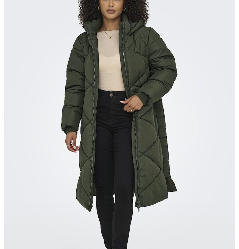 Ватирано зимно яке с качулка - Бледозелен JdY