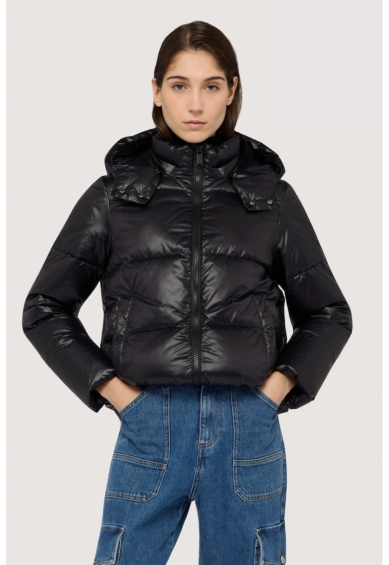 Ватирано зимно яке с качулка - Черен Trussardi