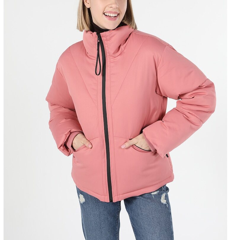 Ватирано зимно яке с цип - Розово COLINS