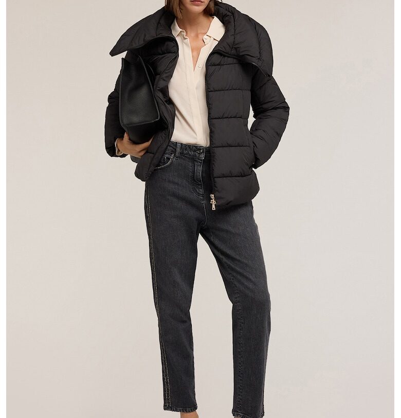 Ватирано зимно яке със странични джобове - Черен Motivi