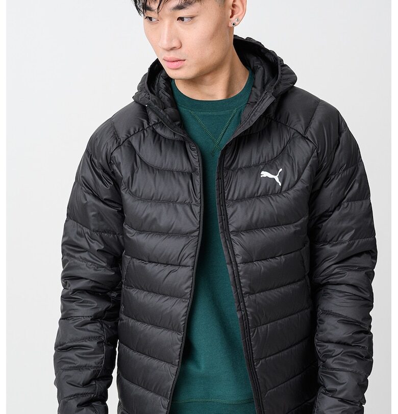 Ватирано яке с качулка - Черен Puma