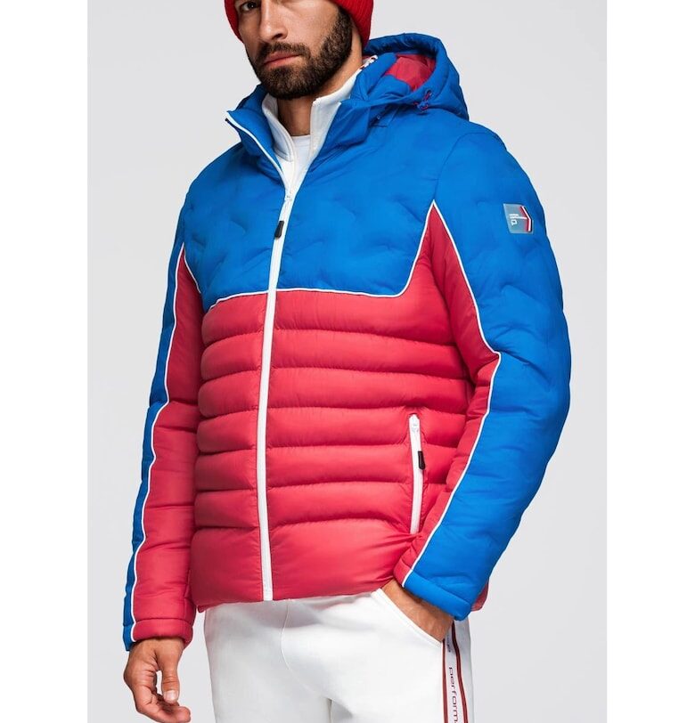 Ватирано яке със сваляема качулка  OM-JALP-0206 - Син OMBRE