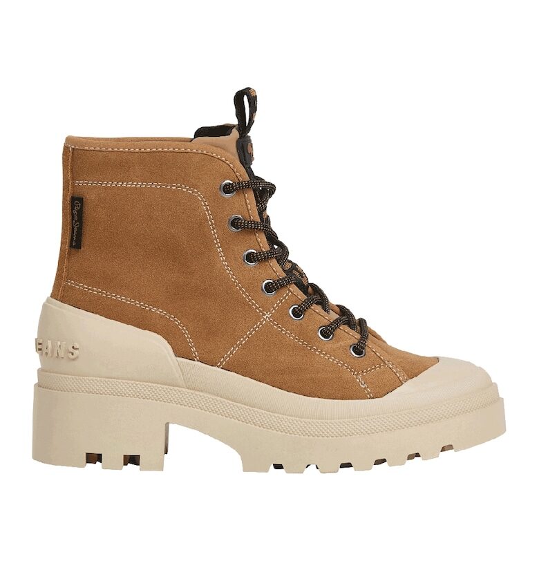 Велурени боти с връзки Pepe Jeans London