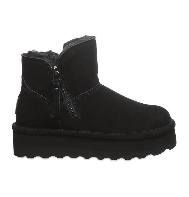 Велурени боти с цип и равна платформа BEARPAW