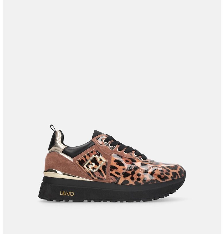 Велурени маратонки с равна платформа и принт Liu Jo