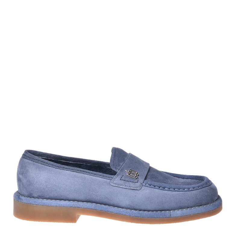 Велурени мокасини с метален монограм Baldinini