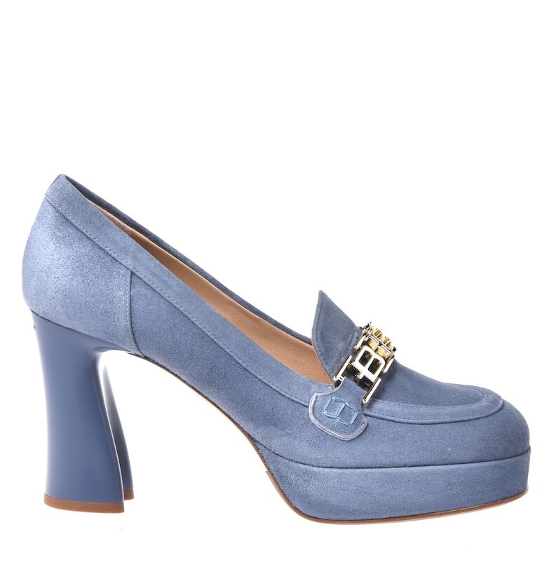 Велурени обувки с метален монограм Baldinini