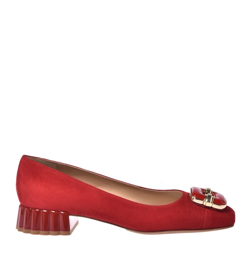 Велурени обувки с ток и квадратен връх Baldinini