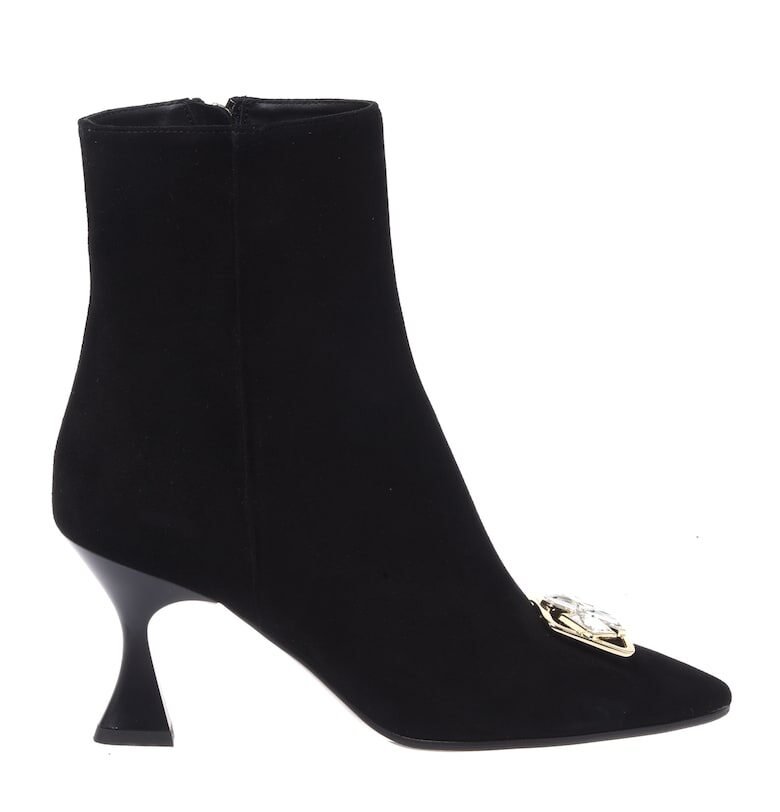 Велурени остри боти с декоративни камъни Baldinini