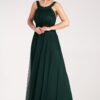 Вечерна рокля  макси - зелена - полиестер - SM Figl