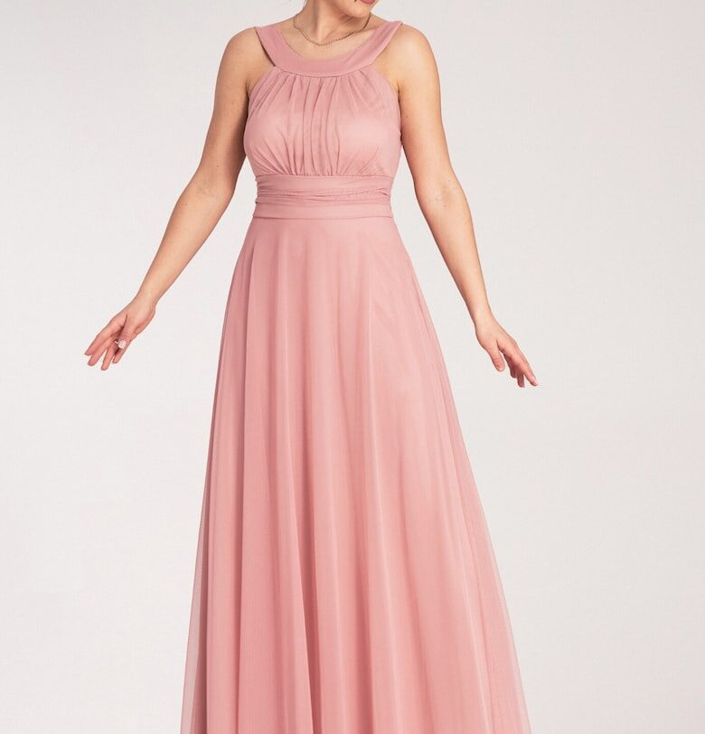 Вечерна рокля -  макси - розово - полиестер - SM Figl