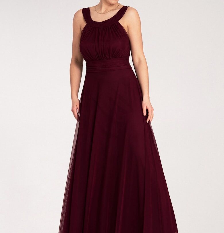 Вечерна рокля  макси - червена - полиестер-еластан - SM Figl