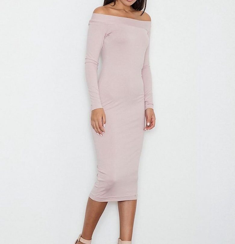 Вечерна рокля  розова - елегантна - изработена от качествена материя - вискоза Figl