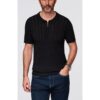 Вискозна поло риза с цип OM-POSS-0158 - Черен OMBRE