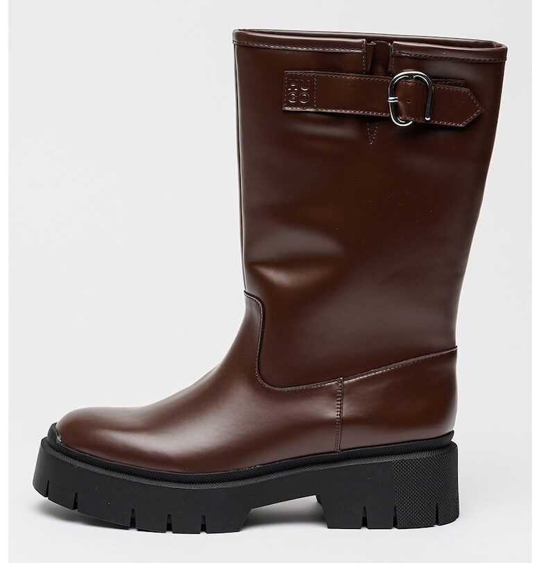 Високи ботуши Kris от еко кожа с декоративна тока HUGO