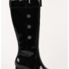 Високи ботуши от кожа с масивен ток Karl Lagerfeld