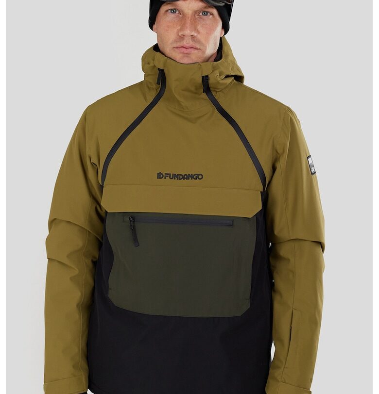 Водоустойчиво ски яке Hydra ECO Anorak - Черен/Маслинено зелено Fundango