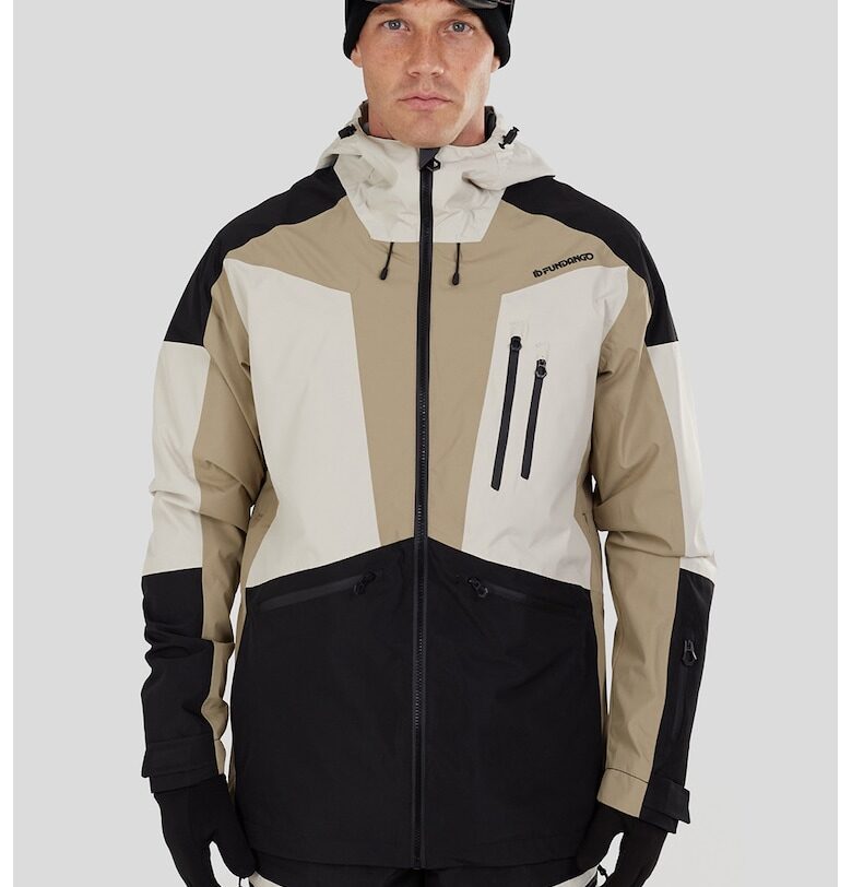 Водоустойчиво ски яке Rigel 3L - Избеляло черно/Мръснобял/Светло бежово Fundango